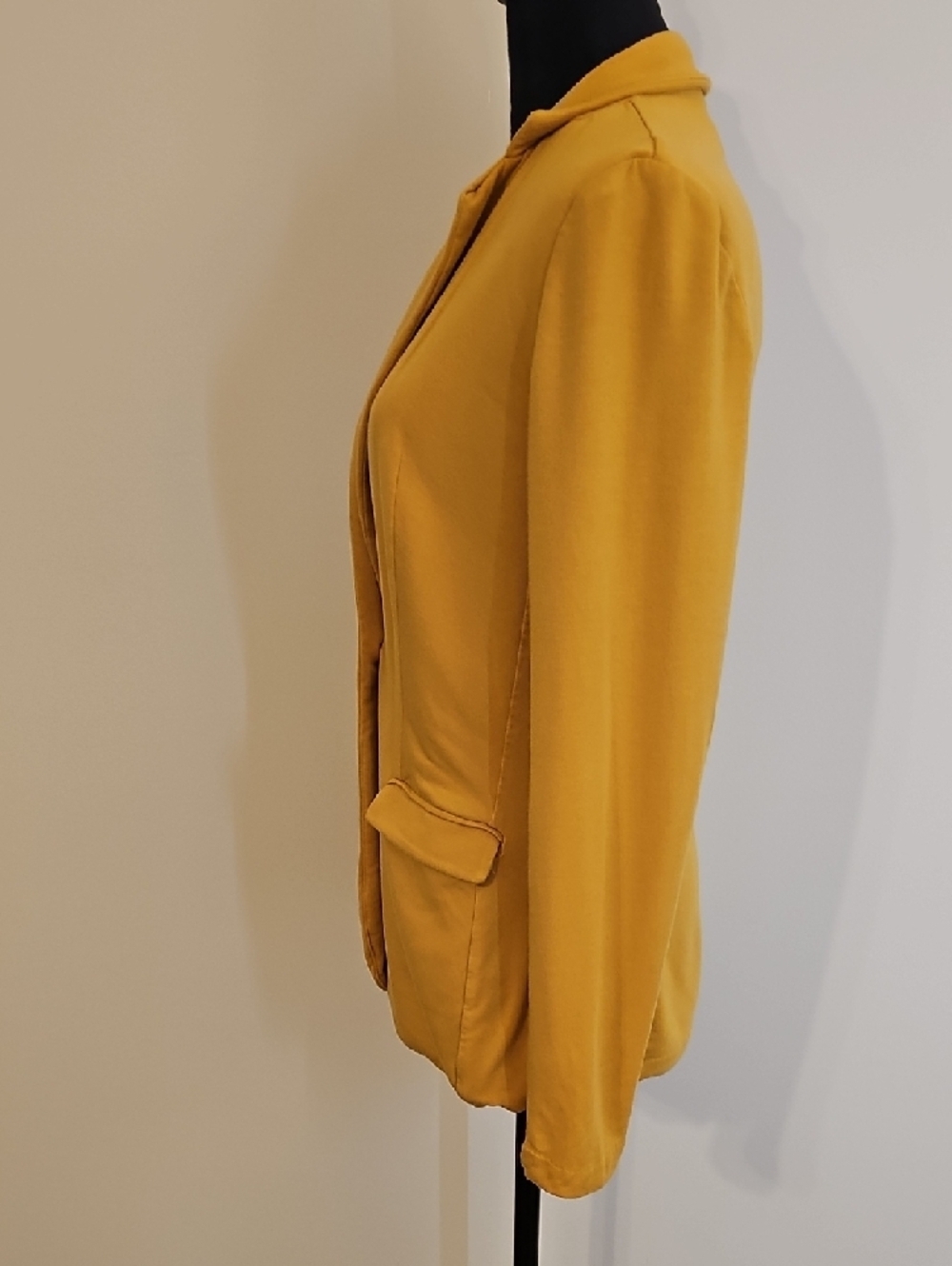 Magaschoni Mustard Yellow Single-Button Women's Jersey Blazer Size Small - Picture 4 of 11